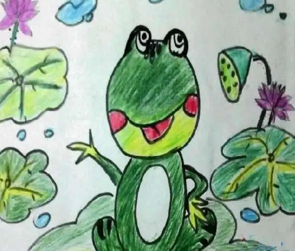 夏天的池塘儿童画图片