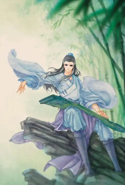 手绘古风持乐器男子画师:画画的一颗蛋