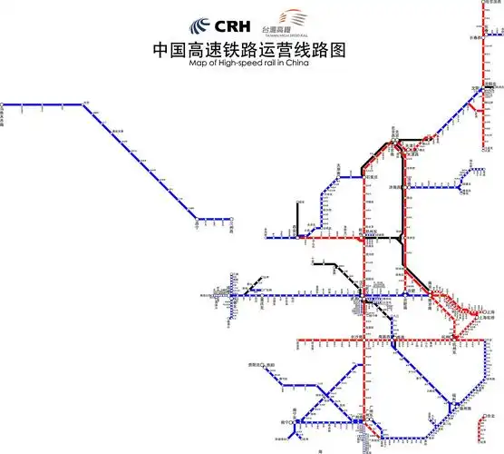 中国高铁运营线路示意图-2015.