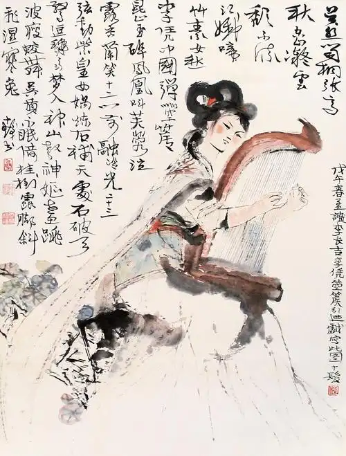 0218人物镜片设色纸本