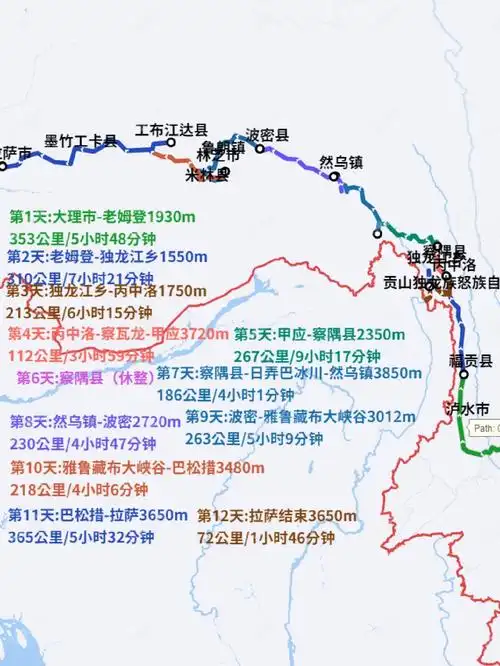 此生必去攻略预算丙察察完整深度自驾12日此生必去攻略预算这张路线图