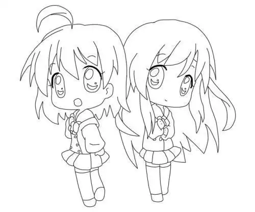 二次元简笔画暗黑动漫人物简笔画少女二次元二次元呆萌少女简笔画q版