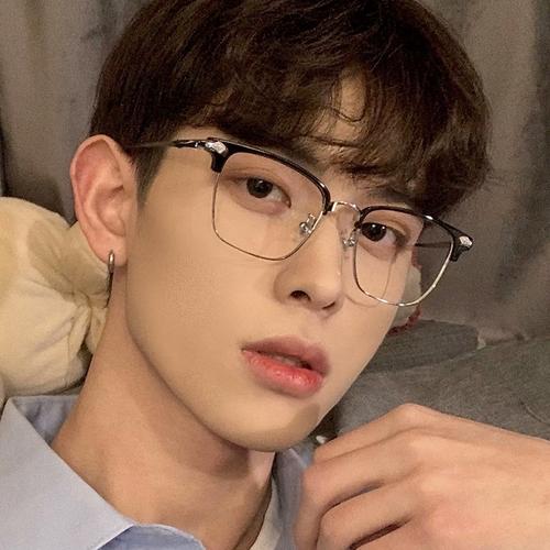小红书半框眼镜男潮痞帅斯文败类复古方框大框大脸理工女可配度数