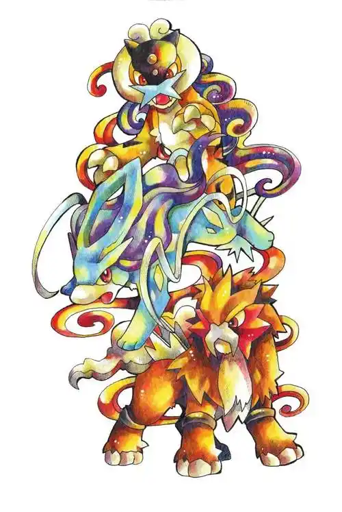 关都#243天雷宝可梦,雷公(ライコウ)插画图片