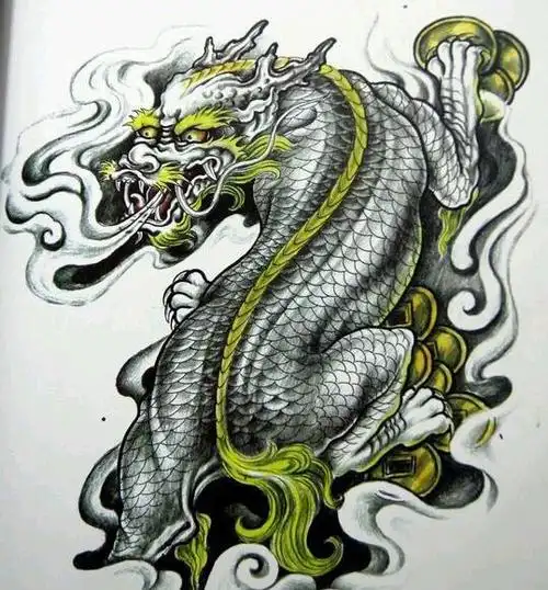 霸气凶猛麒麟纹身手稿