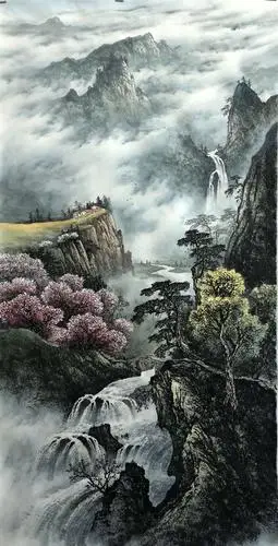 冯建德彩墨山水