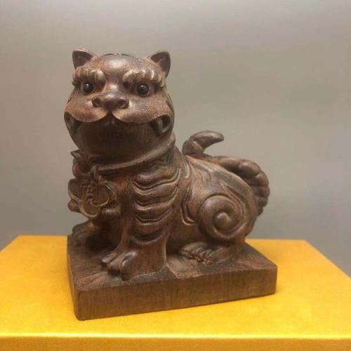 越南沉香木原木雕虎爷守护神黑虎大将军天虎圣尊佛像家用供奉摆件