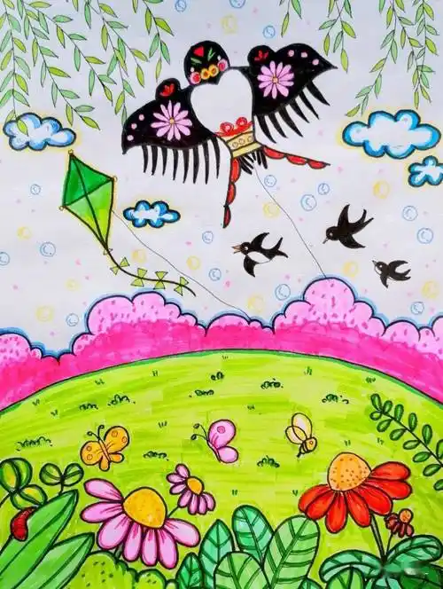 春季范画春天儿童画素材简单好画开脑益智建议收藏