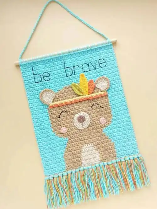 印第安熊熊挂毯钩针图解编织教程