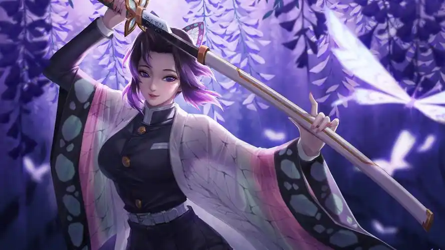 虫柱·蝴蝶忍,鬼灭之刃,1920x1080,紫色,壁纸漫画《鬼灭之刃》女主角