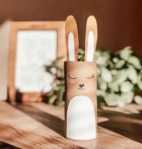 卷纸筒芯旧物改造系列幼儿园兔子手工