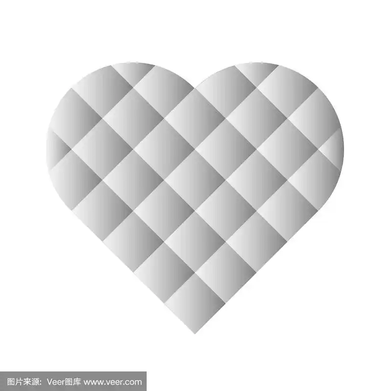 心形马赛克的正方形瓷砖与灰色梯度.爱的象征.矢量图