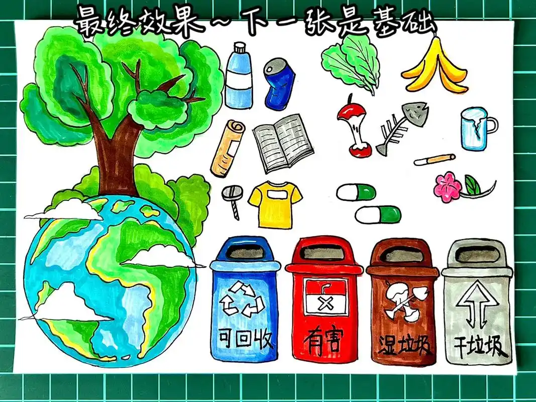 今天跟着老师一起画垃圾分类吧,让我们一起来保护地球,你也可以 - 抖