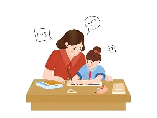 老师辅导功课学生卡通插画png素材jpg元素