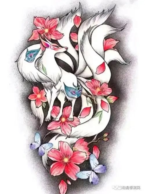 女生超爱的九尾狐纹身手稿