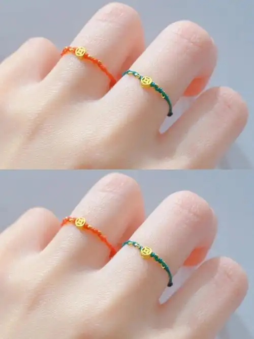 巨显白60小钱币手编戒指超适合和闺蜜戴