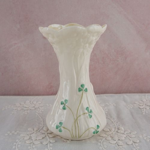 西洋收藏品 爱尔兰手工制作三叶草陶瓷花瓶 欧式家居装饰摆件花器