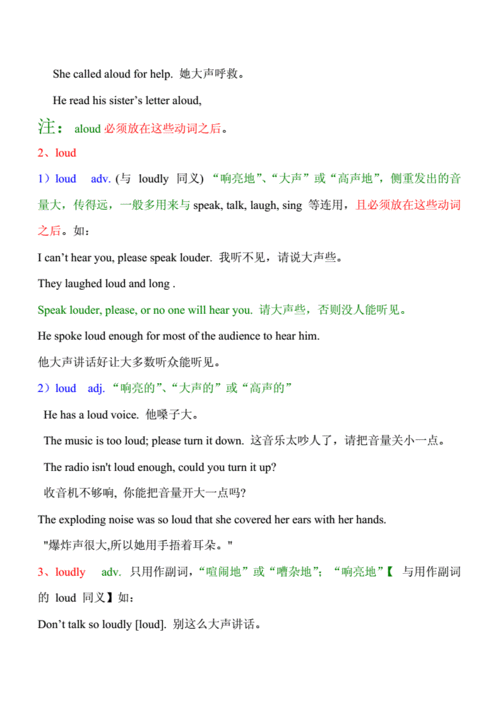 aloudloudlyloud的区别用法doc3页