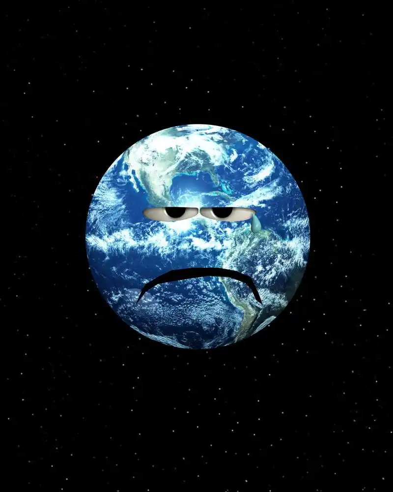 哭泣的地球,显示哭地球的概念图像.