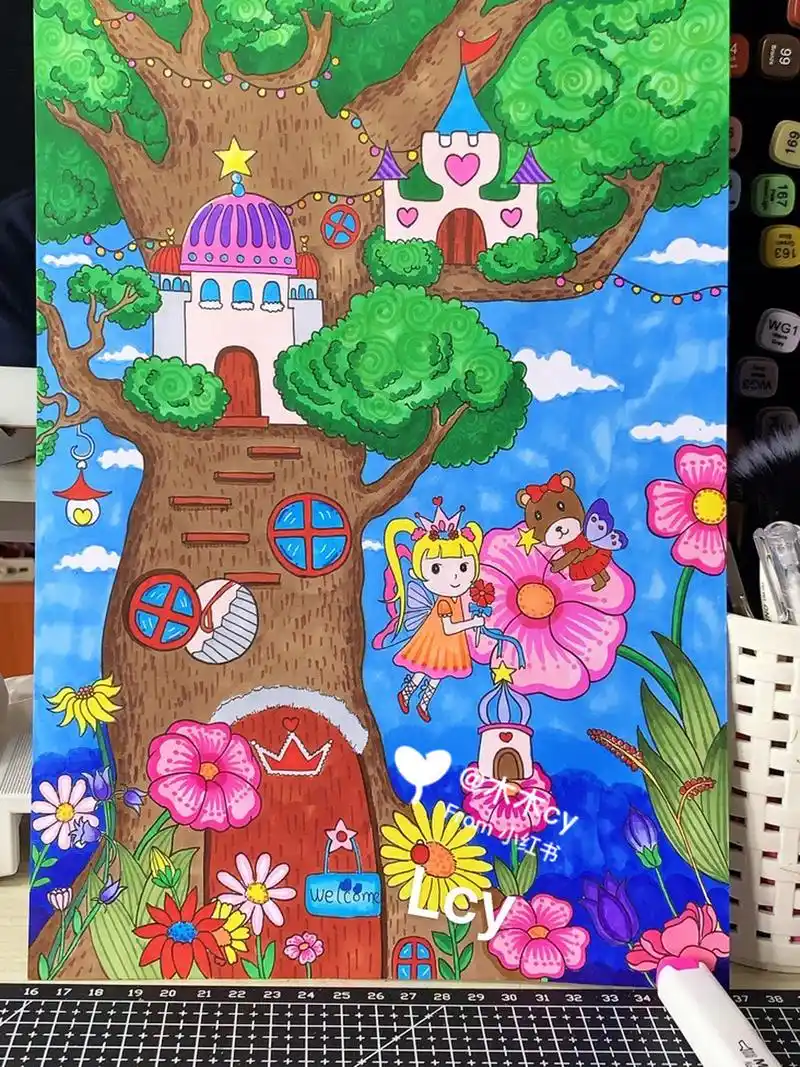 儿童画 | 树屋 临摹作品 纸张a4 #儿童画