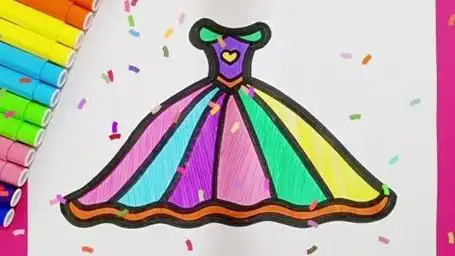 儿童简笔画 一起学画画 简笔画 公主裙简笔画教程