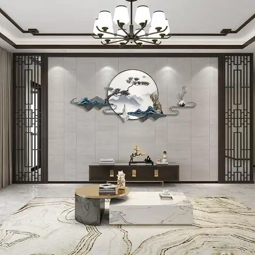 大气3d壁画新中式轻奢山水电视背景墙壁纸客厅沙发卧室背景墙壁布