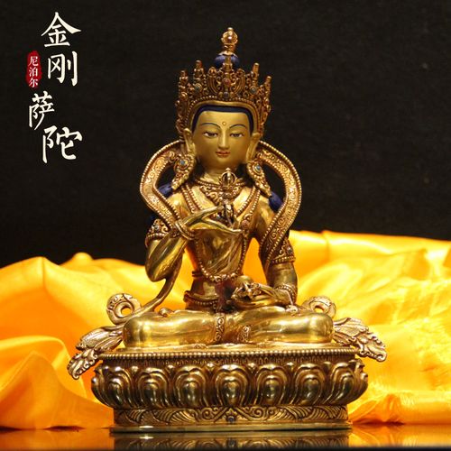 藏式金刚萨埵佛像神像纯铜彩绘藏传精工佛台吉祥供奉摆件佛像
