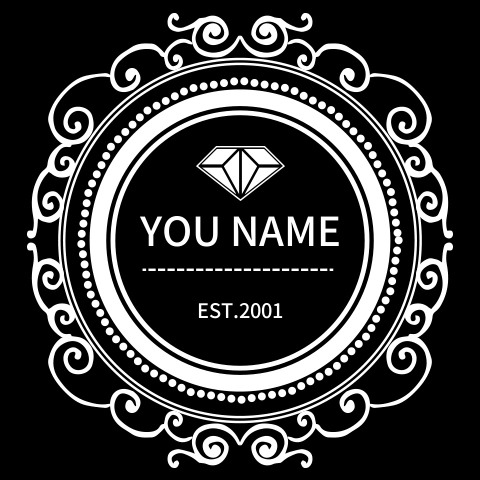纯黑色底色圆形欧式花纹样式的logo店标标志在线设计制作