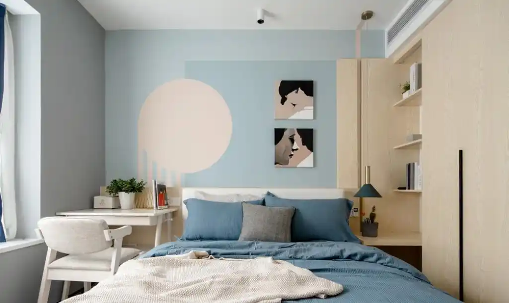 80㎡现代简约2室2厅高颜值拼色墙时髦有腔调