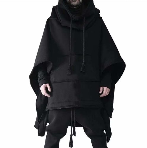 披风男中长款无袖蝙蝠衫毛呢大衣