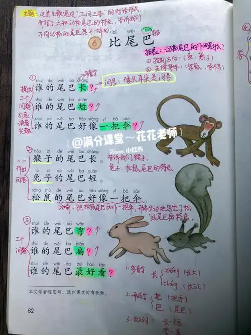 一年级上册比尾巴学习重点77字词学习