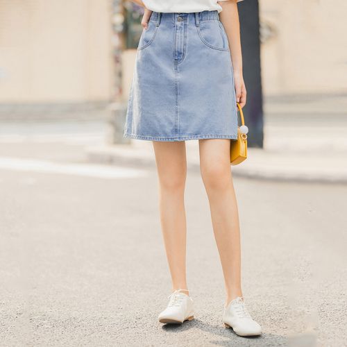纯棉牛仔半身裙女夏季包臀显瘦高腰百搭短裙a字裙子