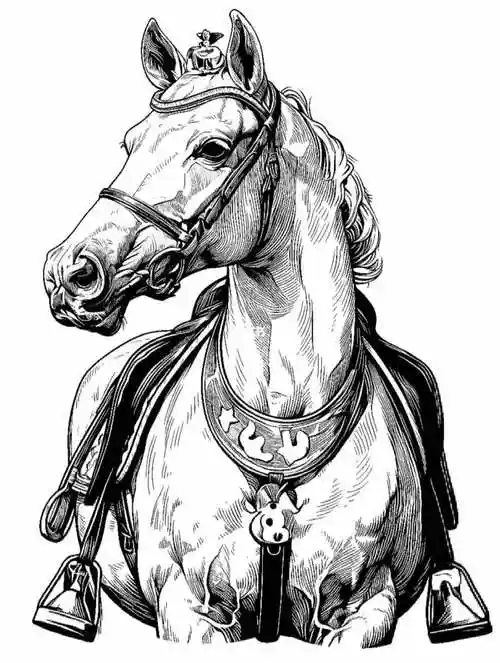 马头黑白插画收集2素材