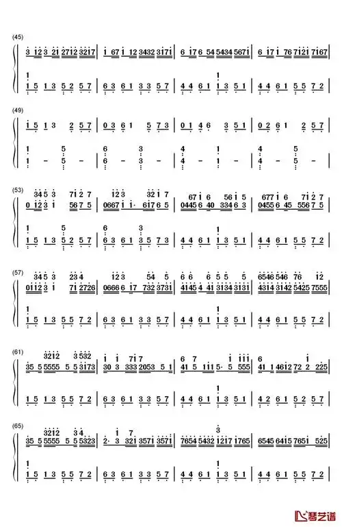 c大调卡农钢琴简谱-数字双手-帕赫贝尔3