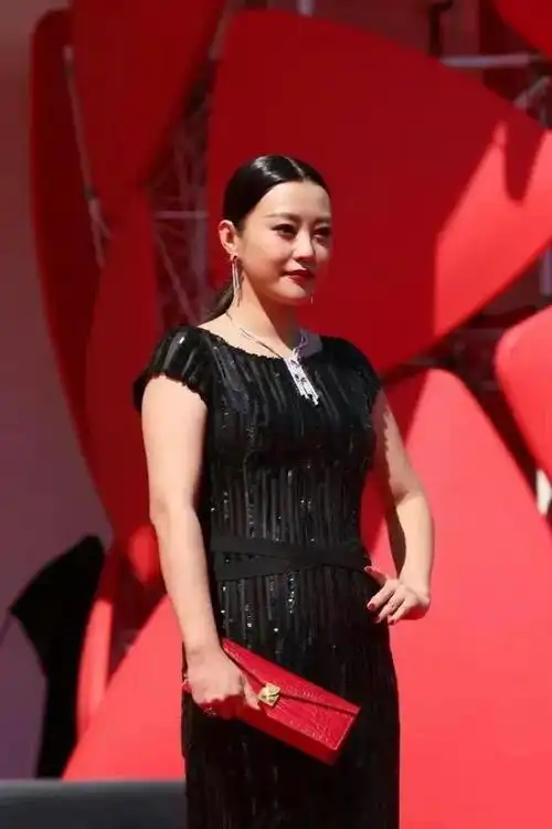 郝蕾越来越富态了穿紧身黑裙掩不住小肚腩珠圆玉润也挺美