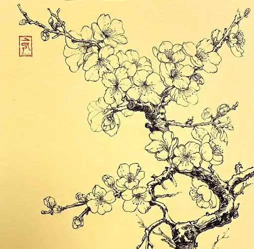 如何用线条画出美丽的梅花装饰画 🎨