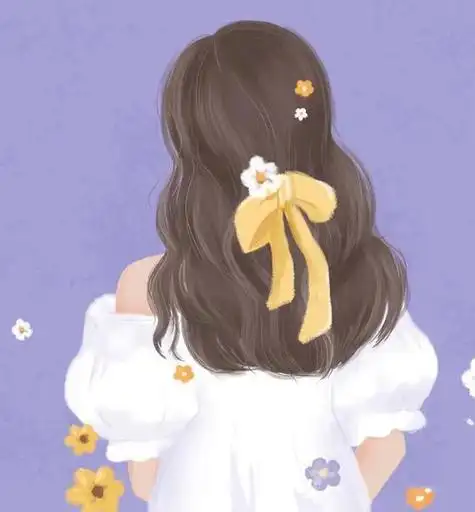 女孩背影手绘头像图片