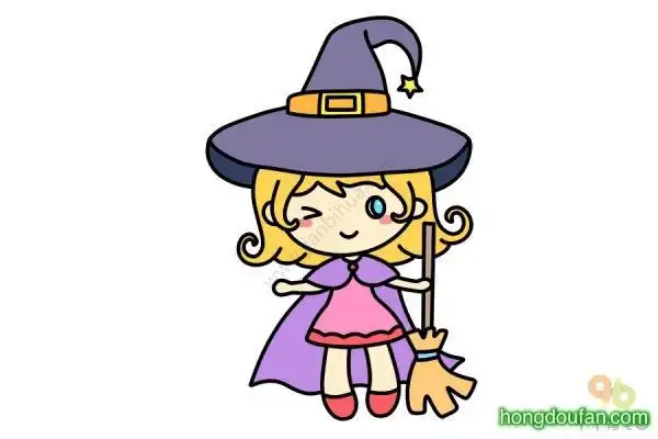 可爱女巫动漫简笔画