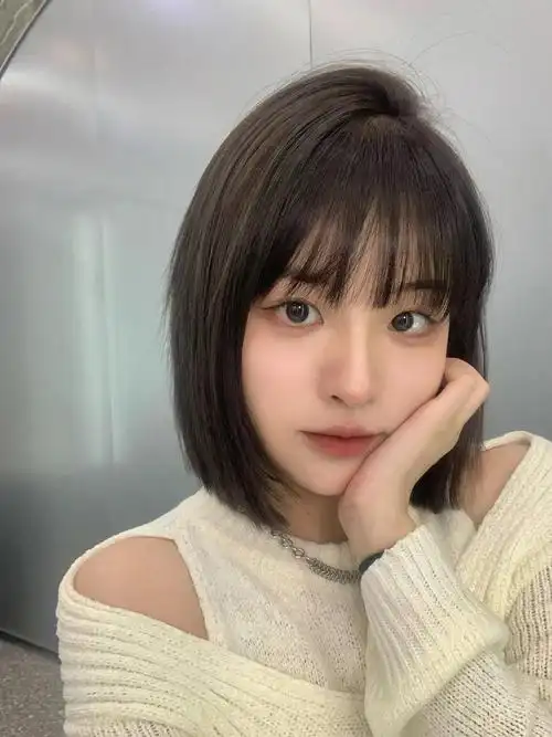 黑茶色 #中短发_黑茶色_中短发_时尚_发型