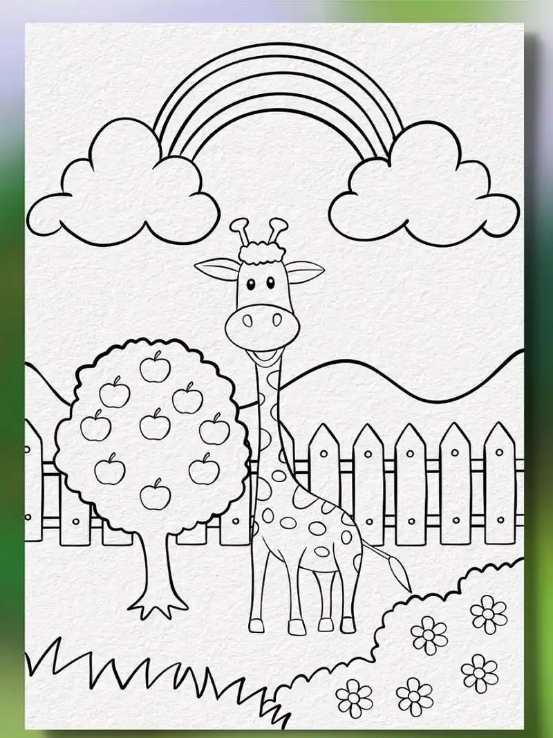 儿童画长颈鹿 儿童简笔画可爱的长颈鹿