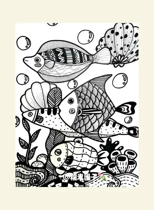 画画  #今天你画画了吗  #绘画  #海底世界  #美术  #儿童画  #线描