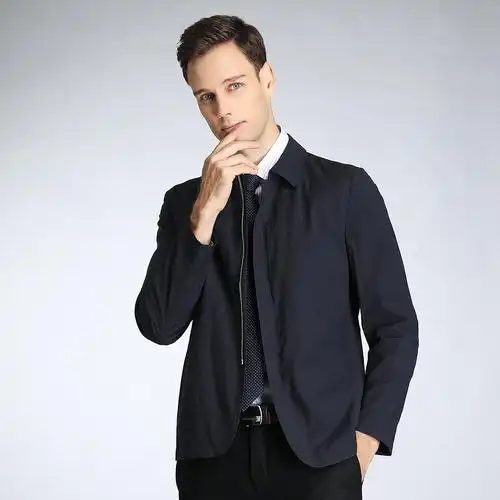 秋冬新品休闲商务修身翻领长袖便装男式外套