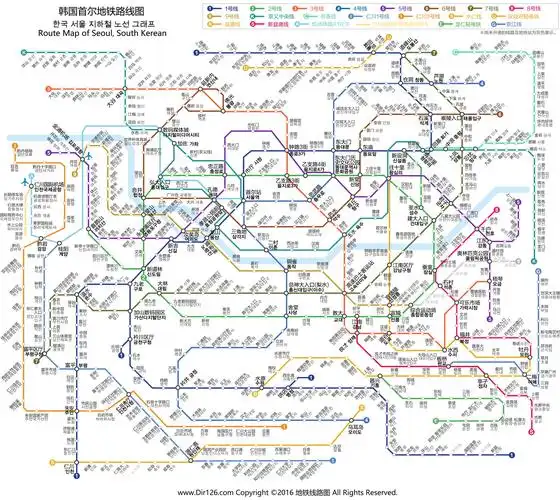 韩国首尔地铁线路图_运营时间票价站点_查询下载