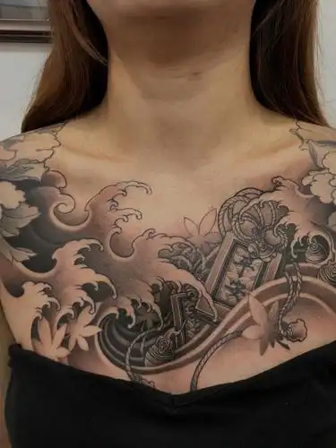 平安符胸花_纹身图案手稿图片_苏州龙之纹朱敦亮的纹身作品集