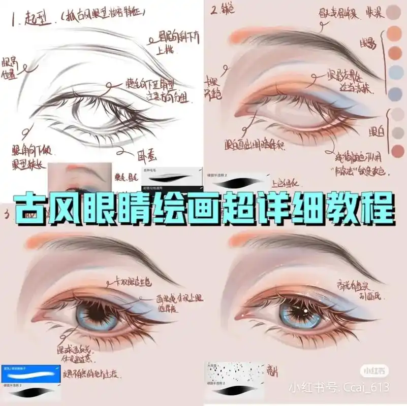 古风人物眼睛绘画教程#创作灵感 #绘画 #图文 #古风  - 抖音