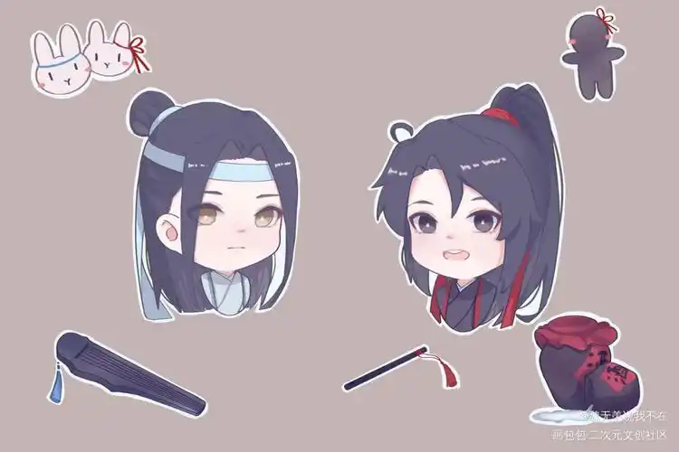 魔道祖师忘羡q版绘画作品