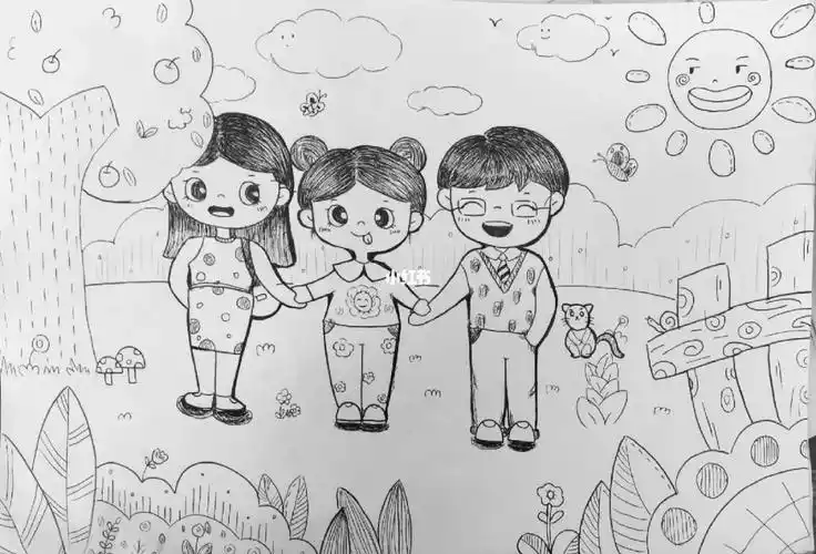 96和爸爸妈妈合影主题画