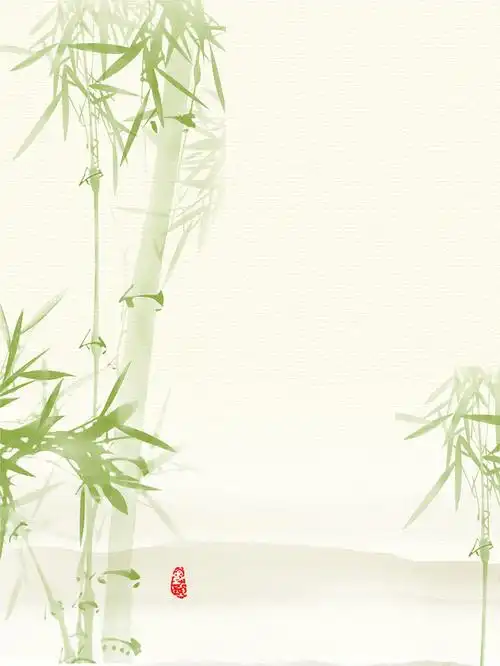 中国风淡绿色竹子海报背景
