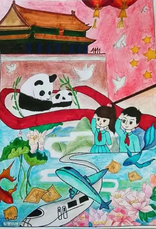 我和我的祖国儿童绘画作品