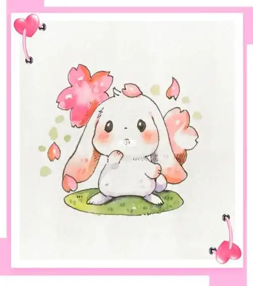 d40水彩临摹小练习78可爱的小兔兔2